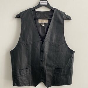 Men's Black Leather Vest